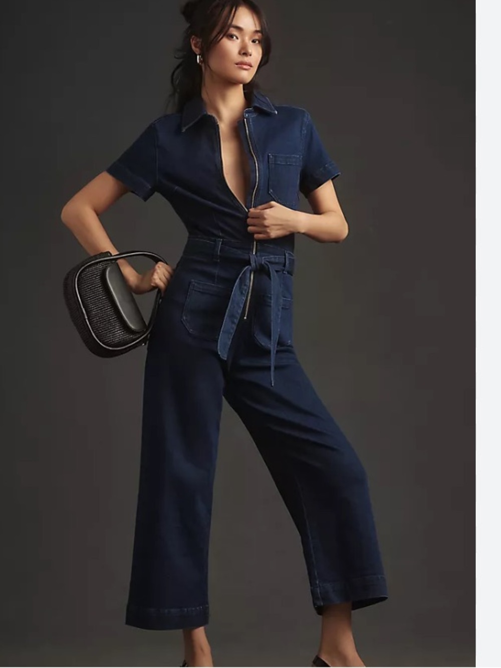 Anthropologie Navy Denim Utility Jumpsuit